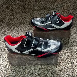 Outdoor Master Synthetic Leather Biker Cycling Shoes with Cleats Black/Red 42